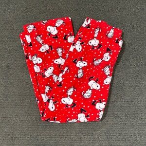 Peanuts Sz M Red Snoopy Fleece Pajama Pants
